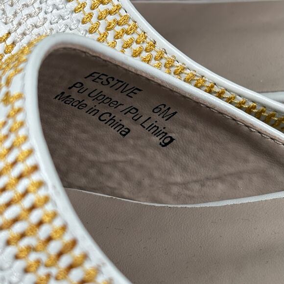 Bellini Festive Women Size 6M White Pointed Toe Woven Casual Slide Mule Sandals - Picture 5 of 10